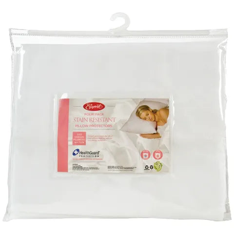STAIN RESISTANT PILLOW PROTECTOR - 4 PACK