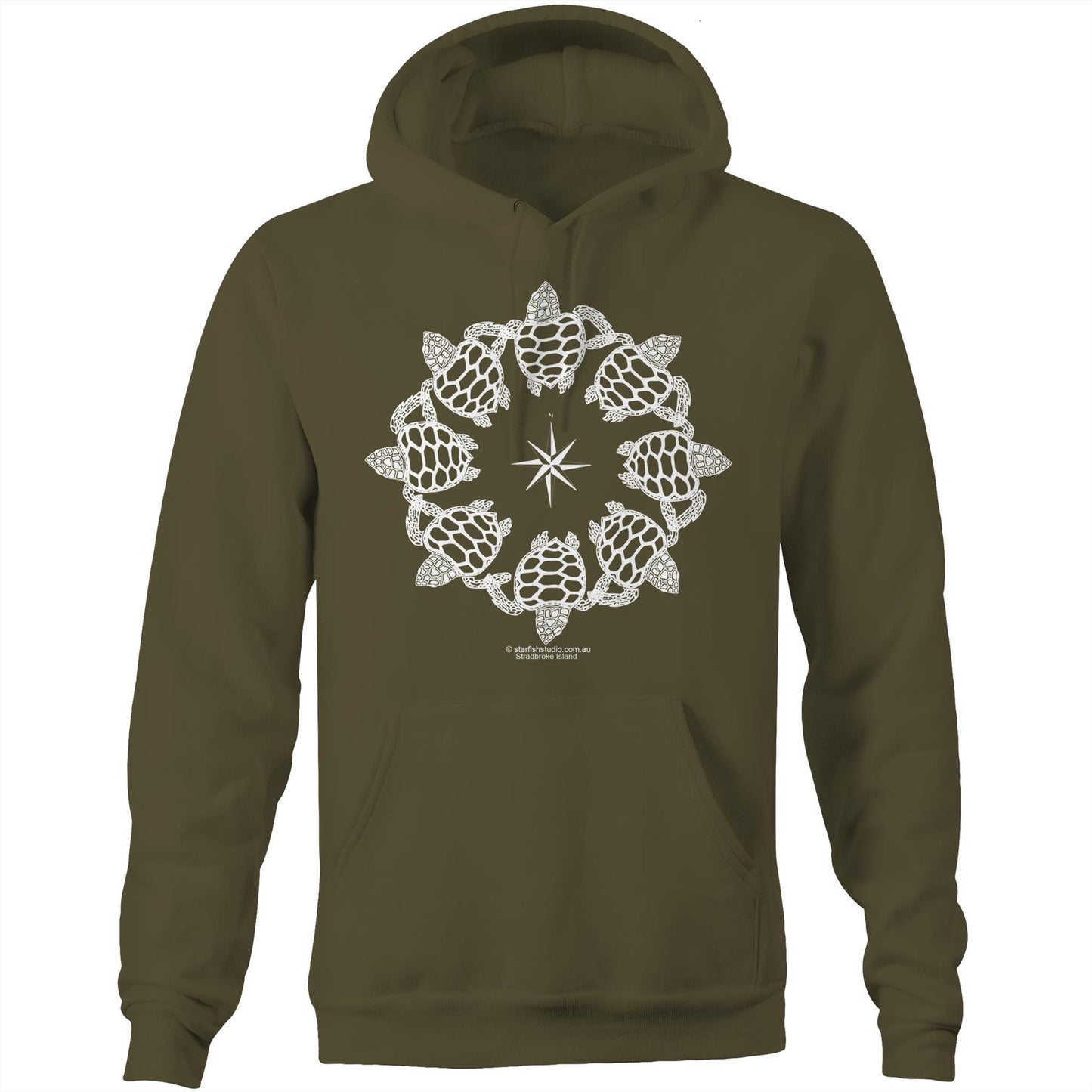 Printed to order- Unisex TURTLE CIRCLE - Hoodie with Pocket