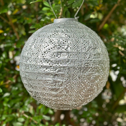 Solar Lumiz Lantern - Round Silver Lace