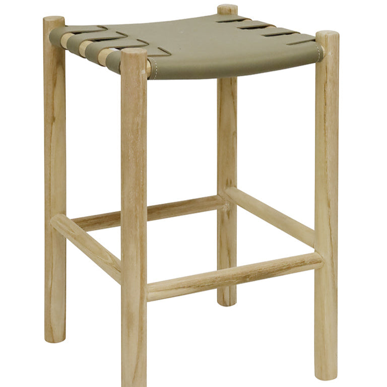 TEAK STOOL - Sage  - 20% OFF