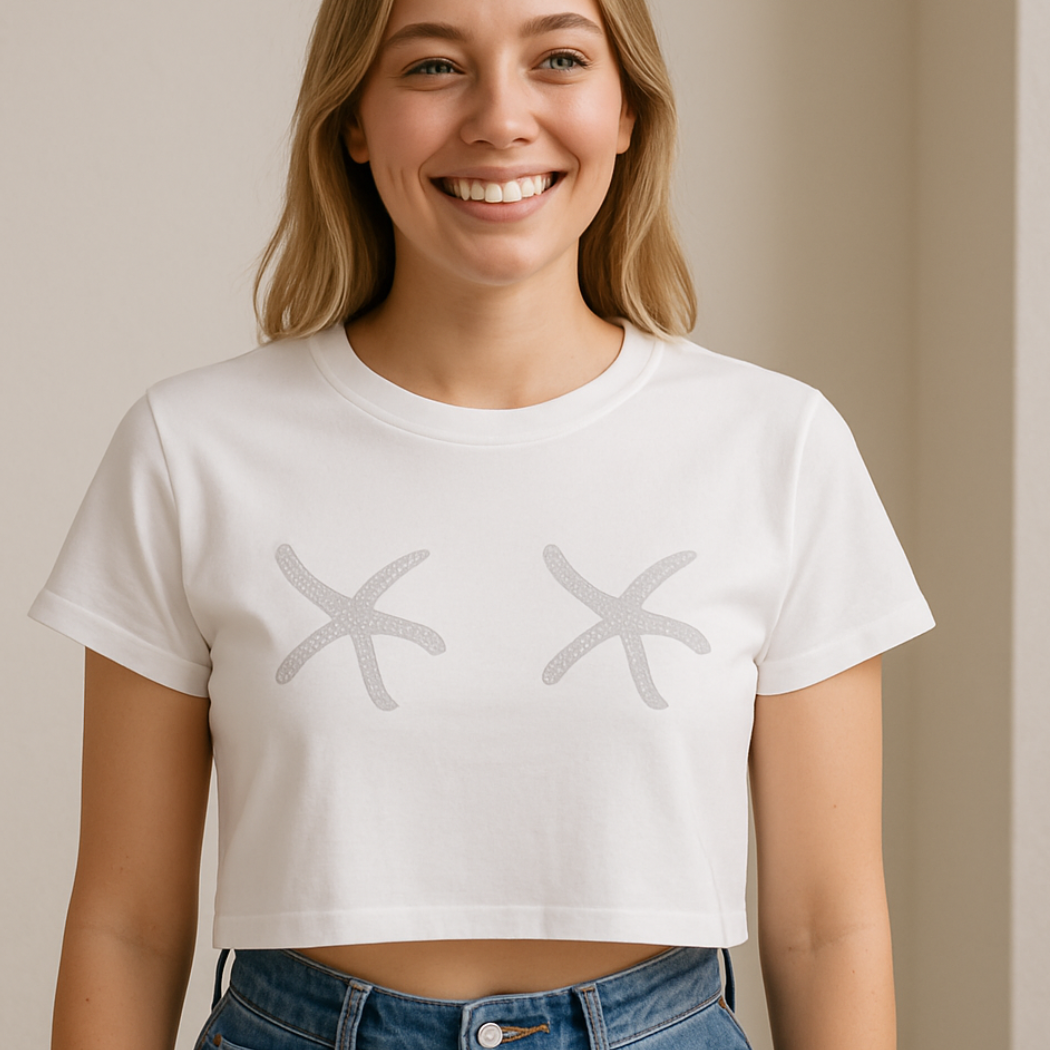 Printed to Order - STARFISH TITS - Women's Crop Tee