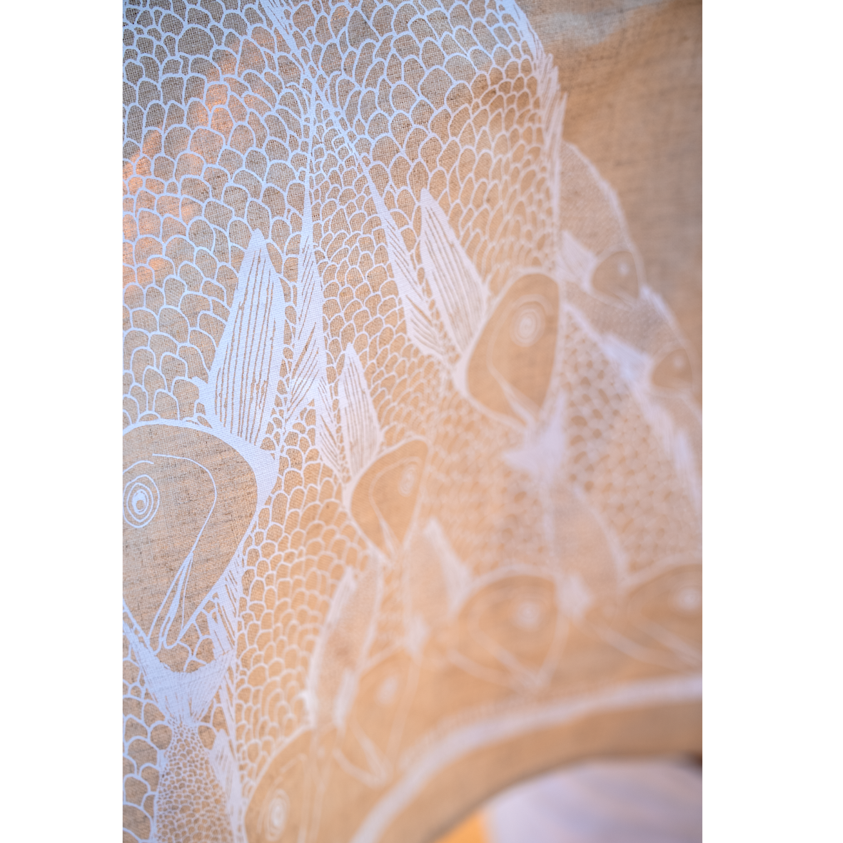 Pure Linen Tea Towel, Merry Fishmas -  White on Natural Flax