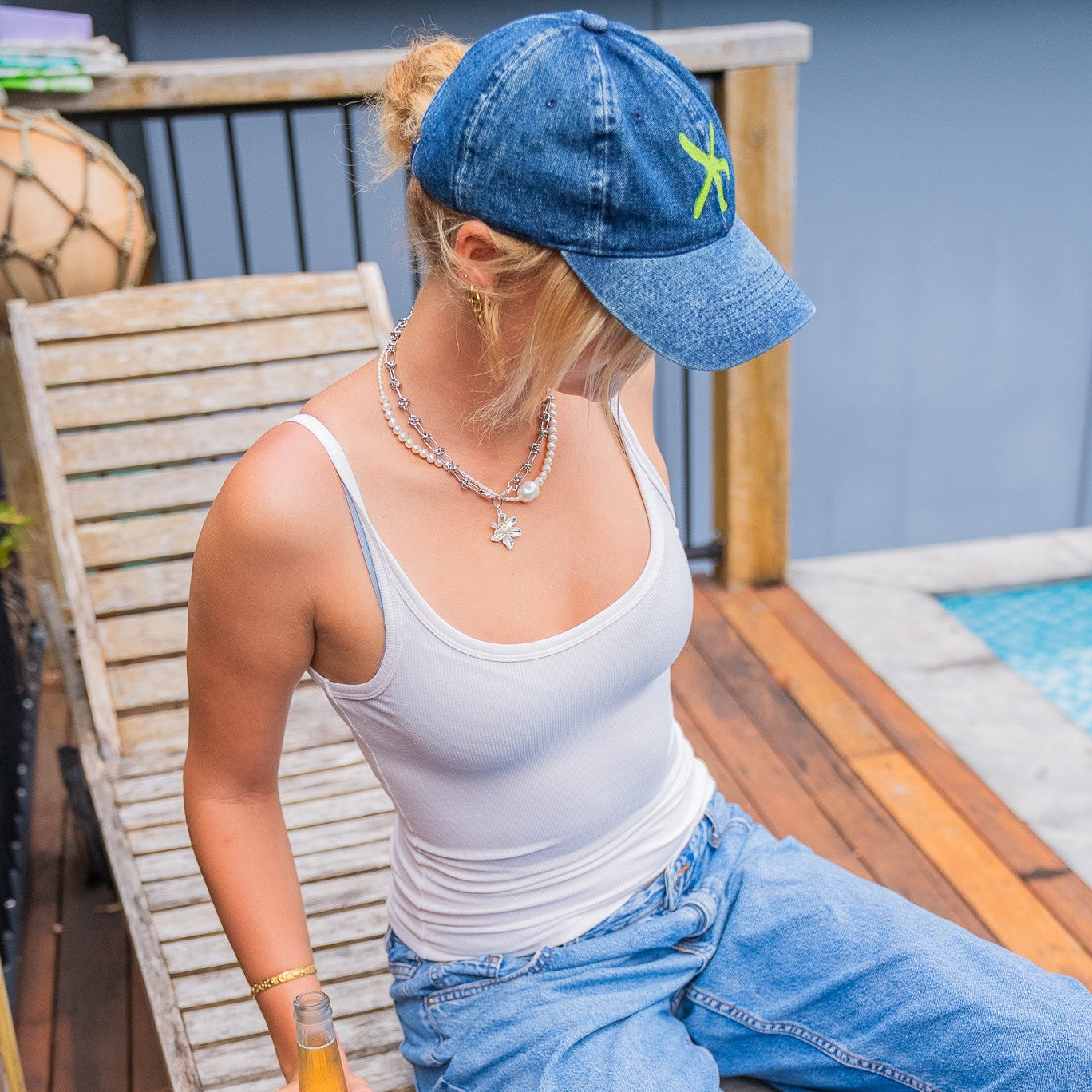 Starfish Caps - Dark Denim + Green