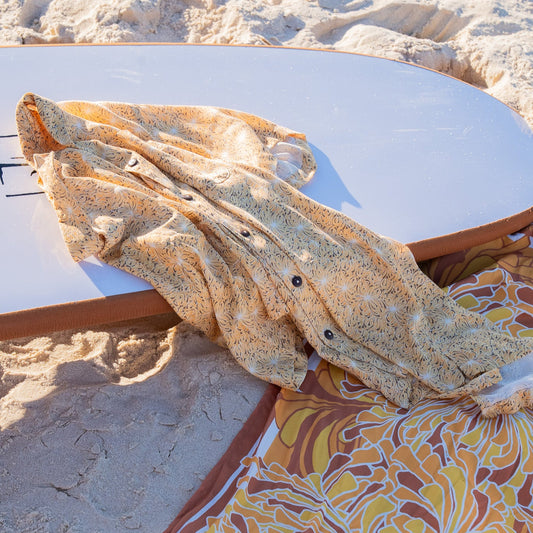 Button up Shirt - Lotus Seaweed Sunset