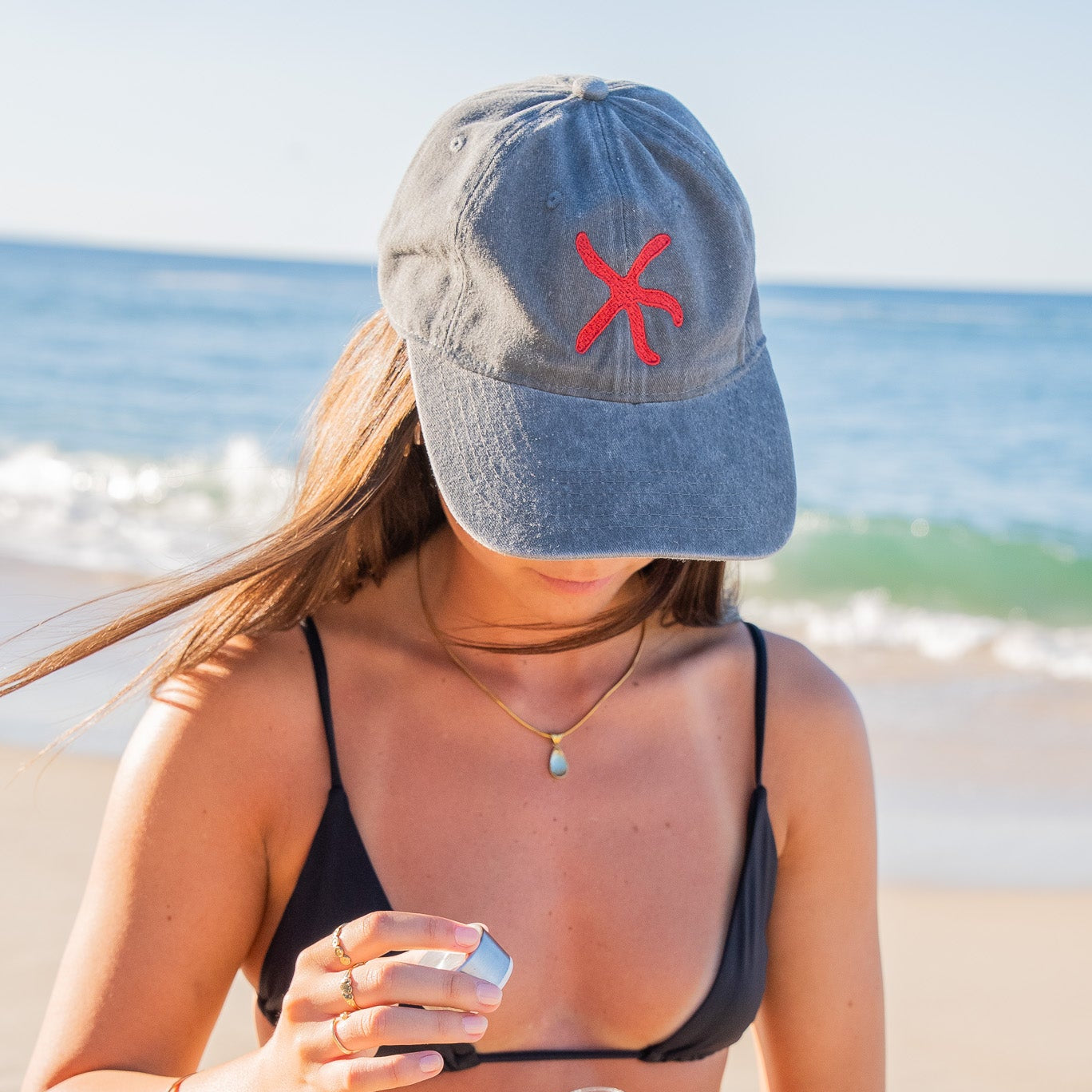 Starfish Caps - Charcoal + Red