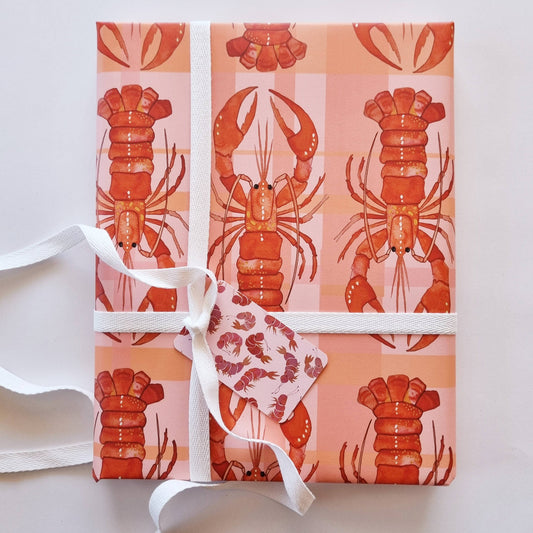 Lobster Summer Christmas wrapping paper Starfish Studio