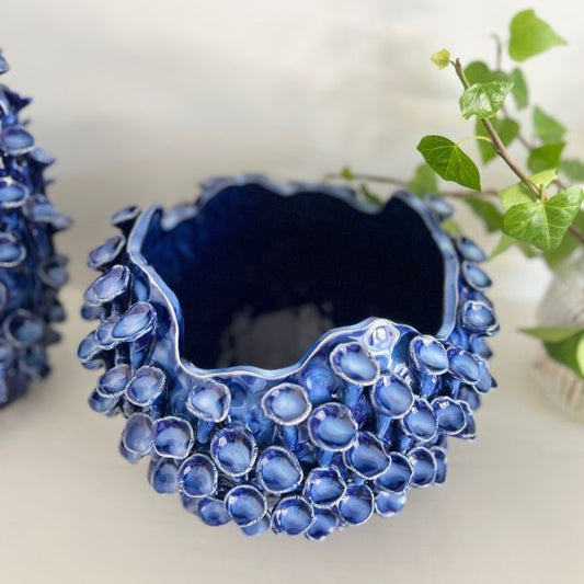 Blue Cress Vase - Squat PICK UP ONLY