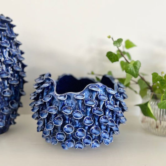 Blue Cress Vase - Squat PICK UP ONLY