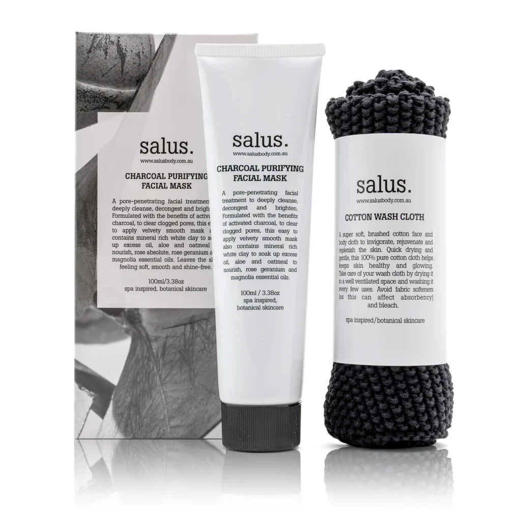 Face Mask Set - Charcoal Purifying  + Face Cloth SALUS