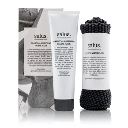 Face Mask Set - Charcoal Purifying  + Face Cloth SALUS