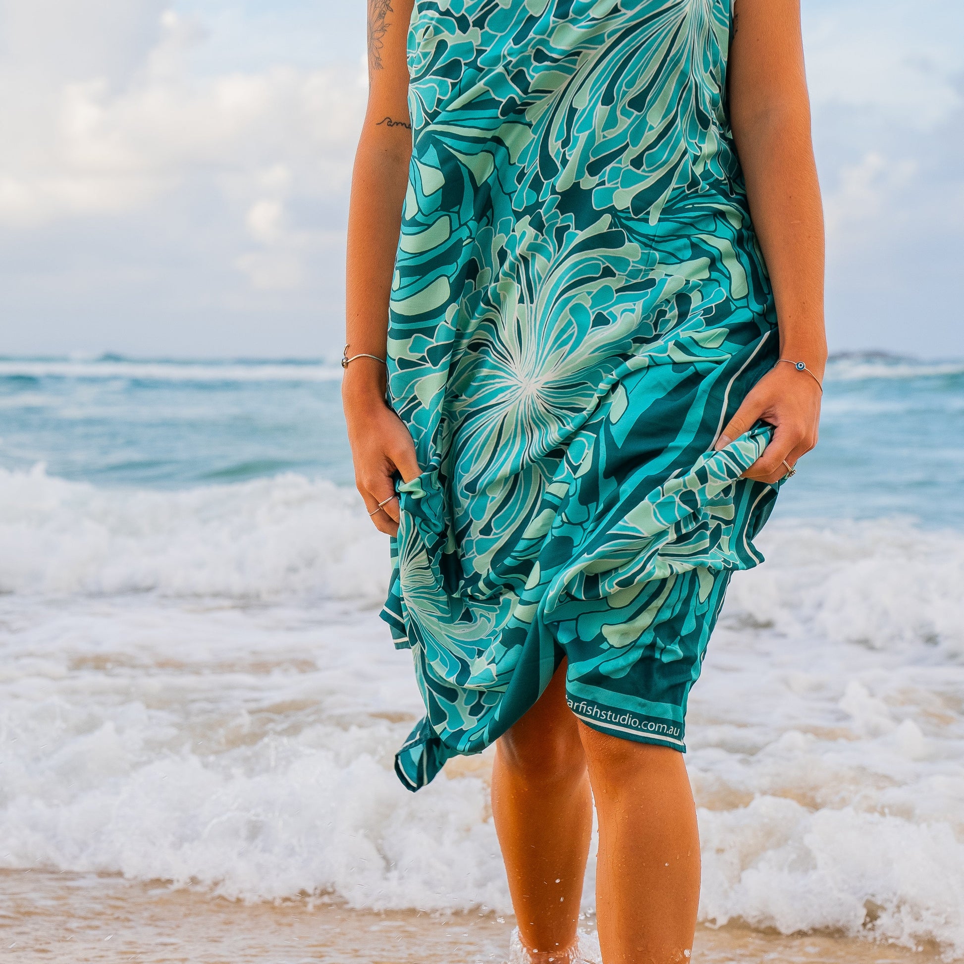 Lotus Seaweed Pareo – Lagoon | Jess Scott | Starfish Studio