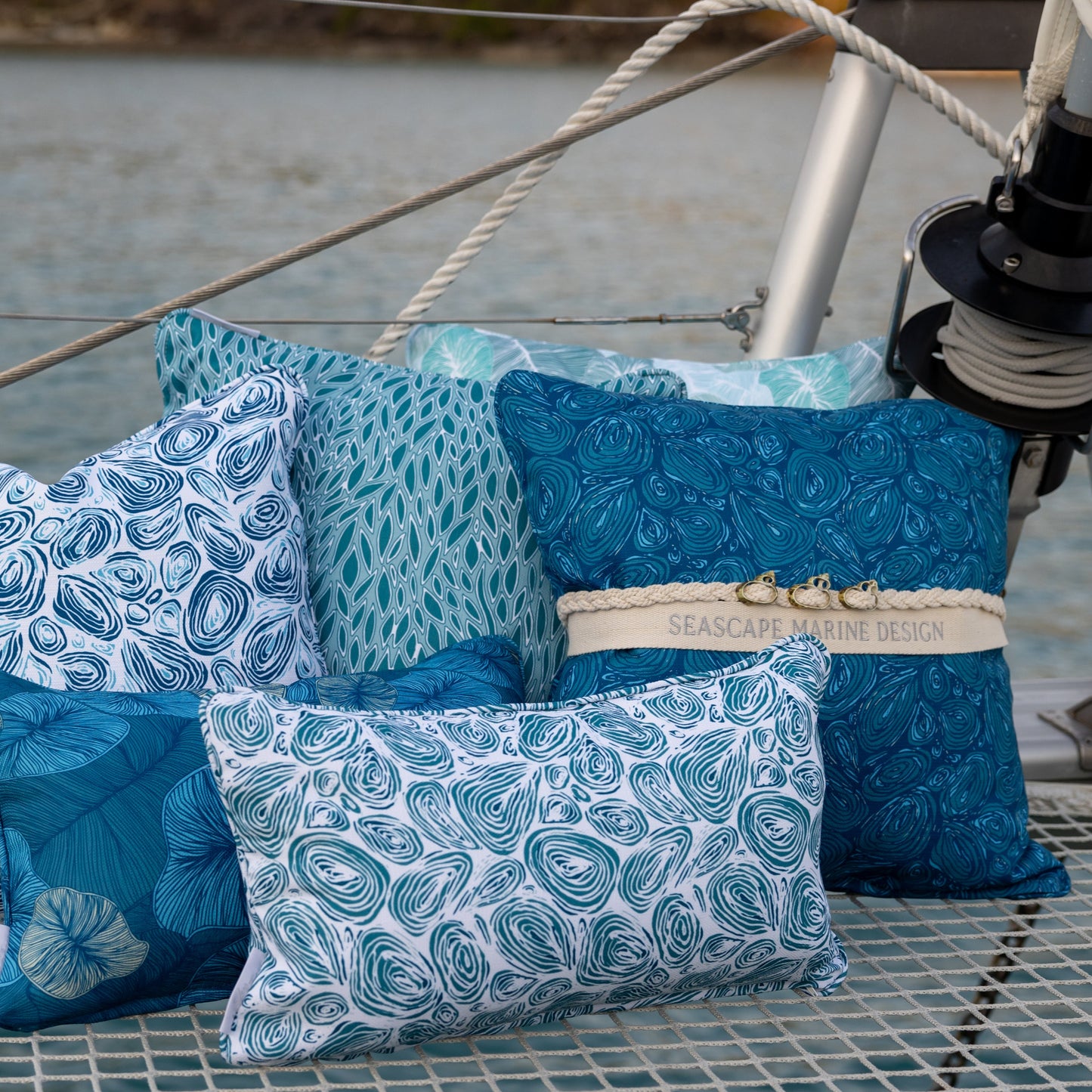 Seascape Eddies Coast 1 Cushion – Outdoor by Jess Scott