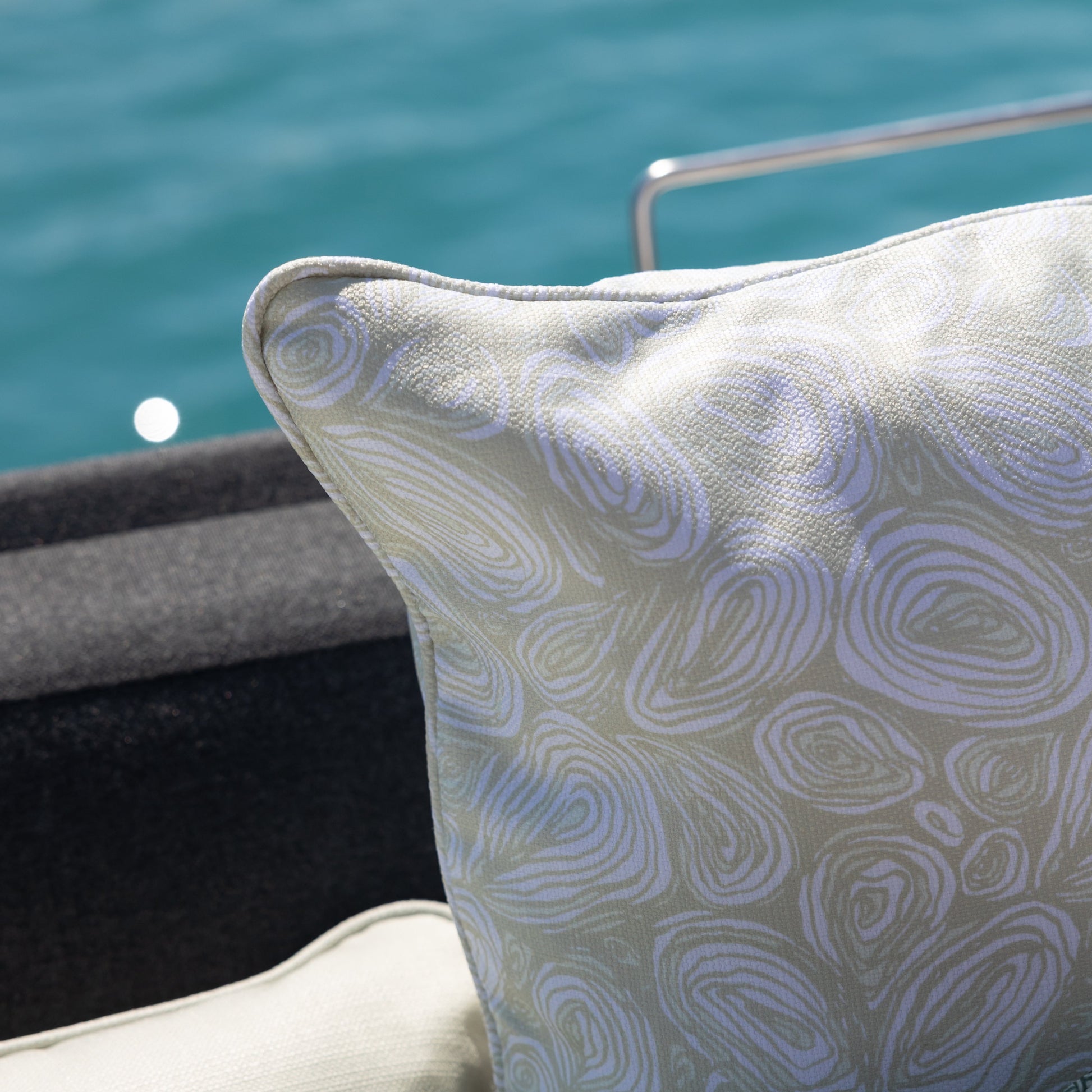 Seascape Eddies Pearl Cushion – Outdoor Coastal by Jess Scott