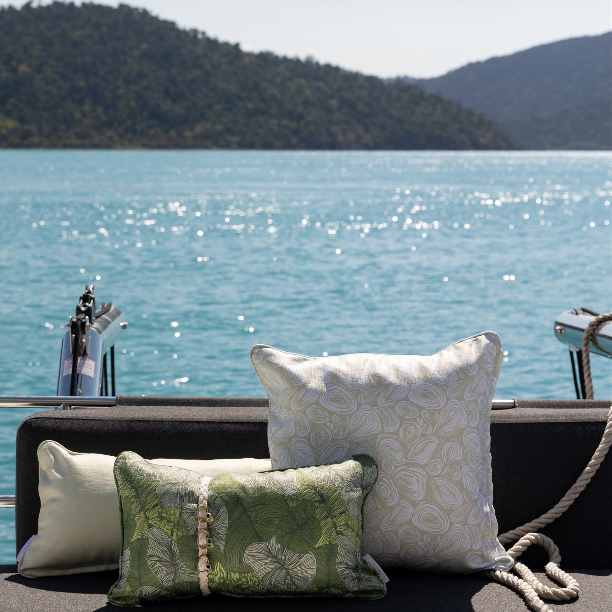 Seascape Eddies Pearl Cushion – Outdoor Coastal by Jess Scott