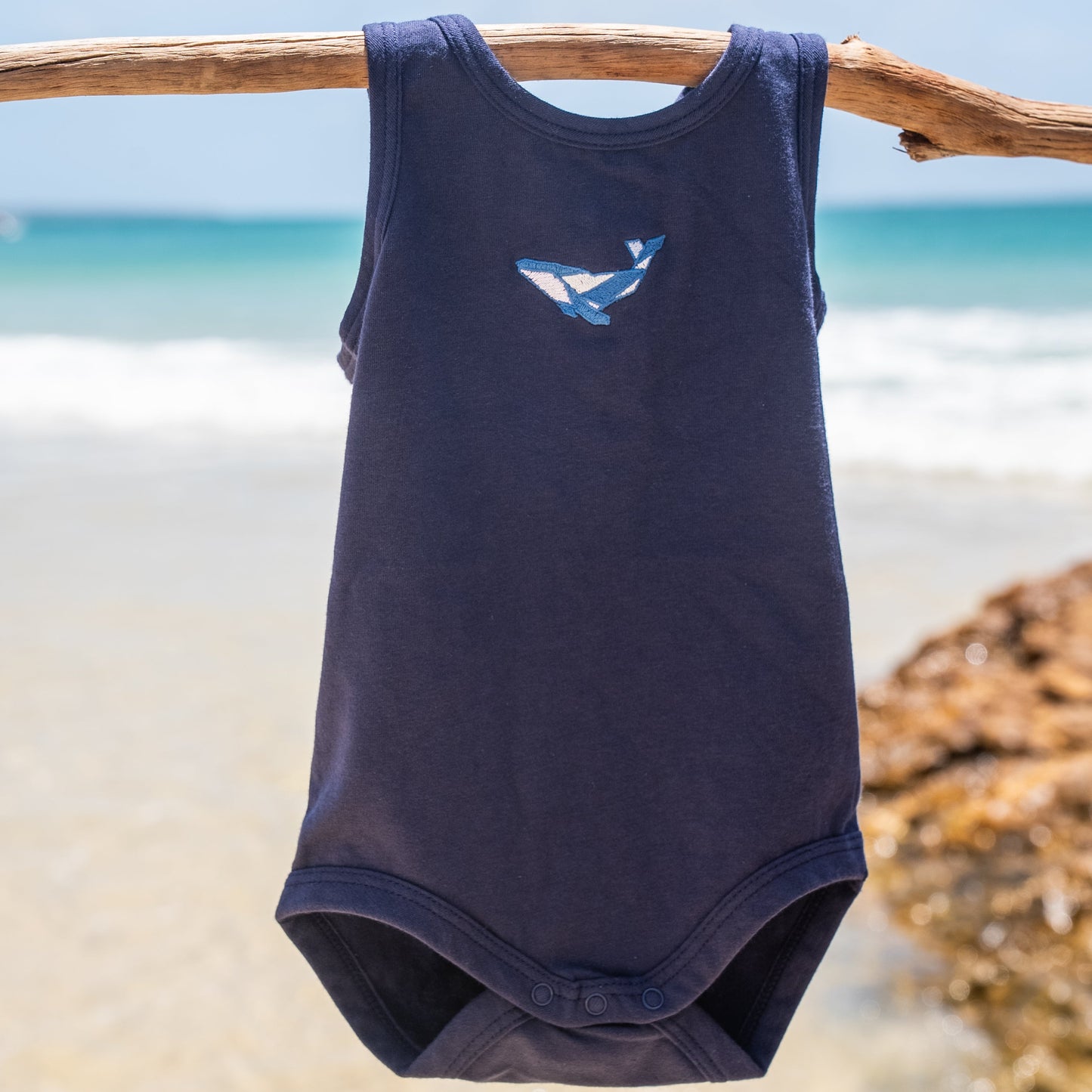 Baby Onesie - Whale - Navy