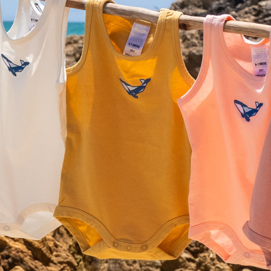 Baby Onesie - Whale Mustard
