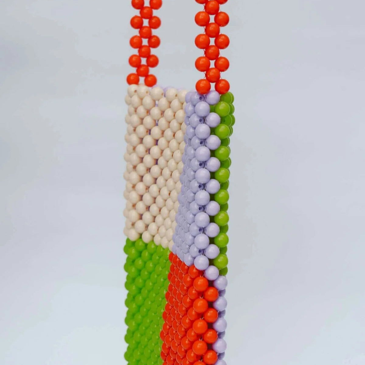 Beaded Phone bag - GREEN + LILAC + ORANGE