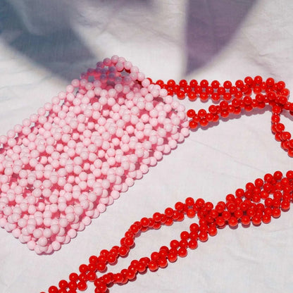 Beaded Phone bag - RED + PINK