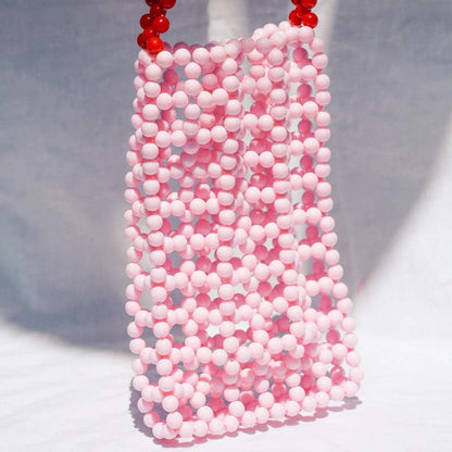 Beaded Phone bag - RED + PINK