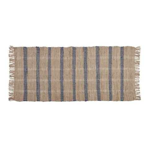 Leather rug / Mat - navy - extra long mat