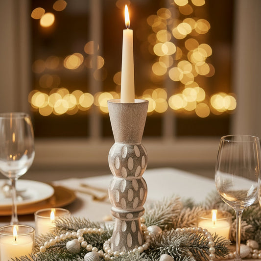 Candle Holder Small - White Washed