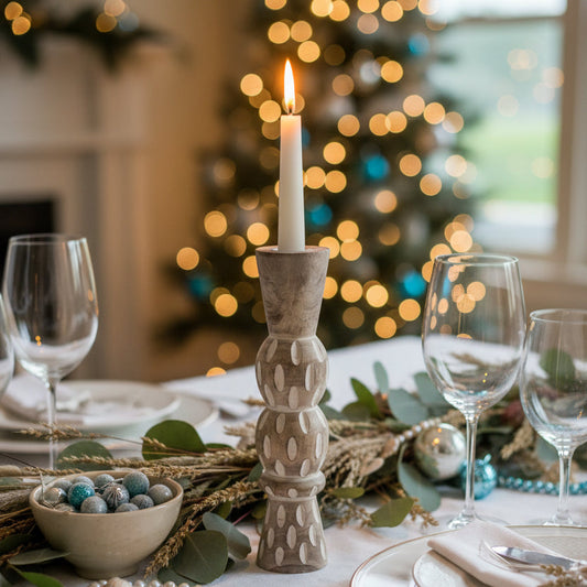 Candle Holder Large - White Washed