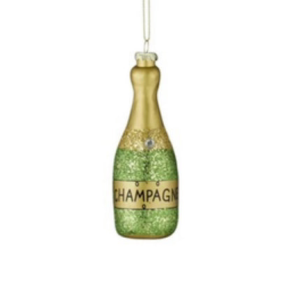 Champagne Bottle Ornament - Glass