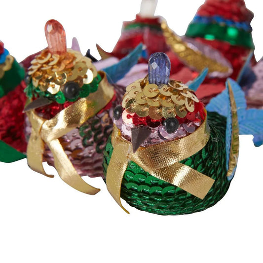 sequinned bird clip on ornament christmas