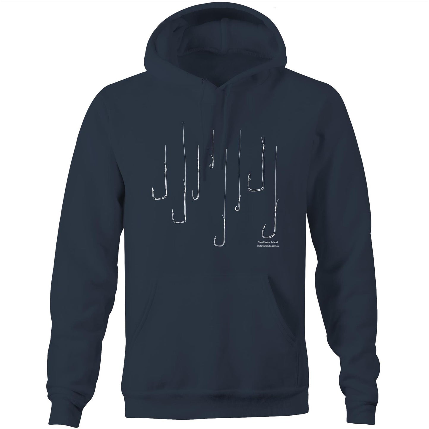 Printed to order- Unisex FISH HOOKS  - Hoodie with Pocket