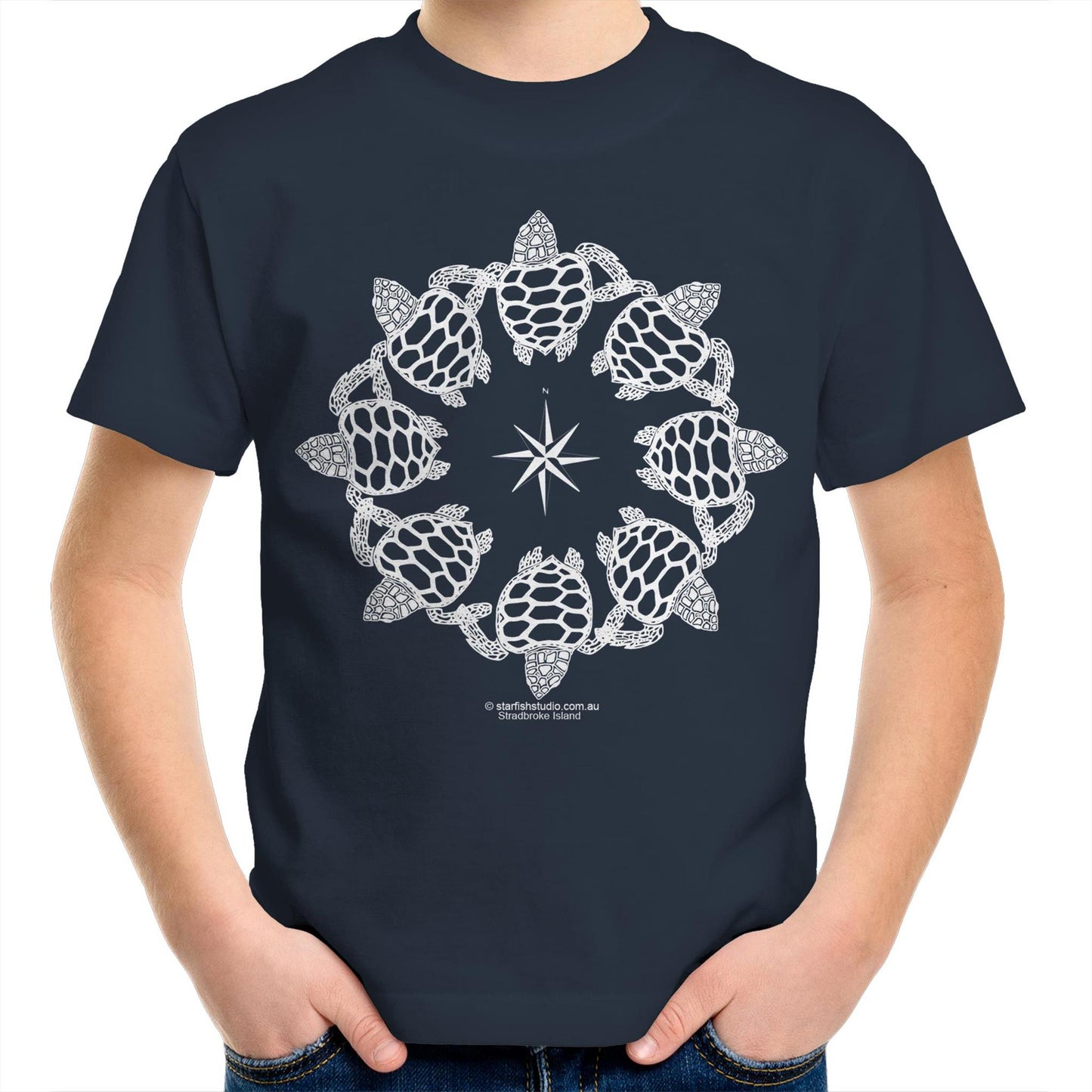 Printed to order- Kids  TURTLE CIRCLE  T-Shirt